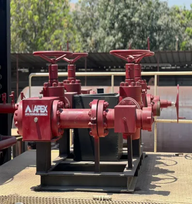 Photograph of Choke Manifold equipment used in oilfield operations