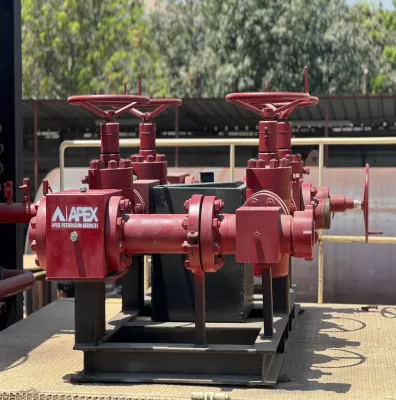 Photograph of Choke Manifold equipment used in oilfield operations