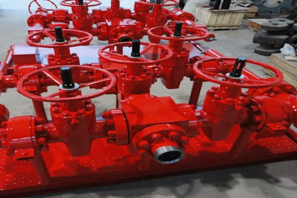 Photograph of Frac Choke Manifold equipment used in oilfield operations