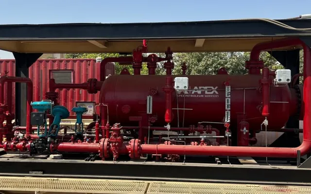 Photograph of Horizontal Test Separator equipment used in oilfield operations