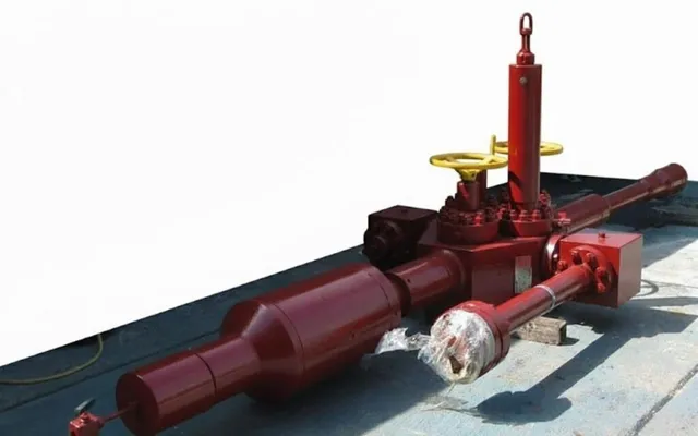 Photograph of Surface Test Tree equipment used in oilfield operations