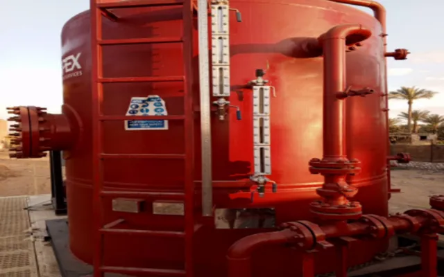 Photograph of Surge Tank equipment used in oilfield operations