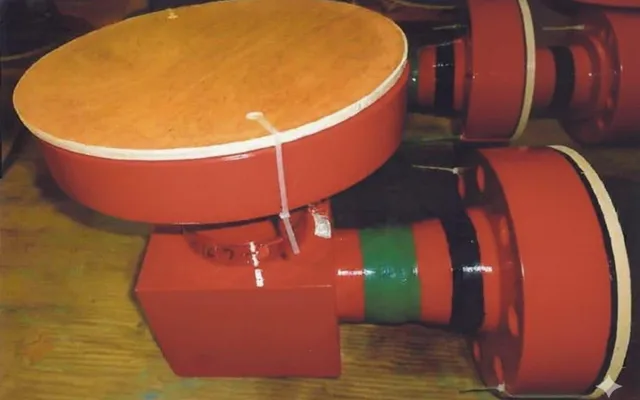 Photograph of Target Block equipment used in oilfield operations